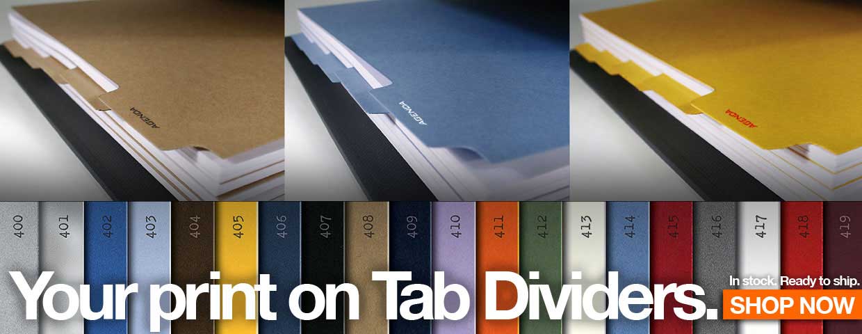 Color tab dividers in 16 colors, 400 to 419, your print on tab dividers